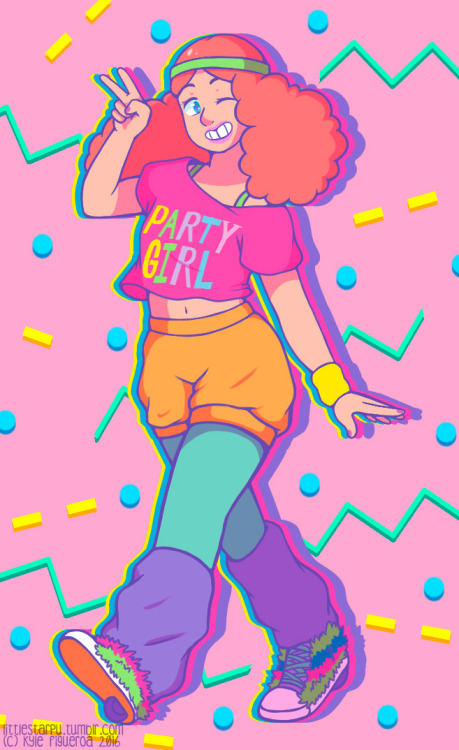 Really overdue commission for @caffeinatedwriters!She asked me to draw her oc Ilene in 80s clothing 