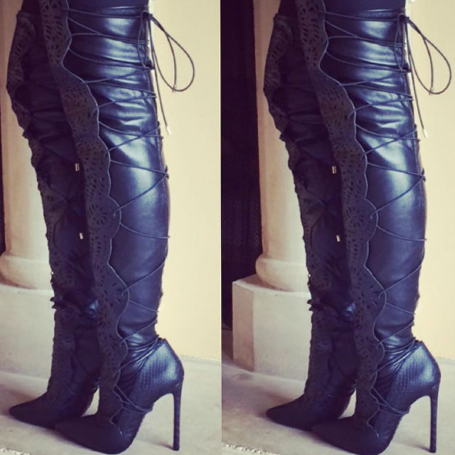 myshoebazar:  Lust for Life Cut Out Thigh High Lace up Boots Lexx