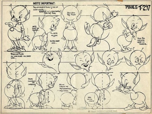 Some Terrytoons model sheets. Heckle and Jeckle and Mighty Mouse probably were their most famous cha