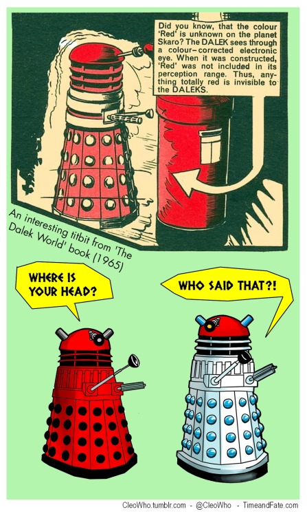 cleowho:This occurred to me whilst reading my vintage ‘The Dalek World’ book this morning.