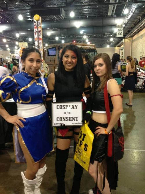 profeminist:Two photos from the “Cosplay =/= CONsent” board of HollaBackPhilly. 