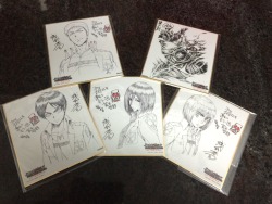 Completed my collection of the 1st SnK compilation film&rsquo;s giveaway sketches today! \o/