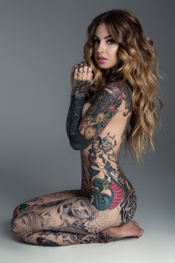 drewskithealmighty:  hazed-crazed:  I’ll reblog her every damn time because damn I want to be her  Them tattoos.
