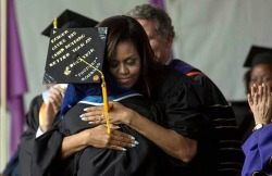 qalbifalastin:   just-a-mad-man-with-a-box:  hopeful-melancholy:  Obama’s daughter’s grad ceremony: Cap reads “A father gives his child nothing better than education. — Prophet Muhammad”  Endless respect   Wow 