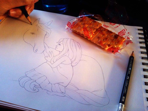 Sketching for a new illustration :) I would be glad to meet you at my facebook page http://www.faceb