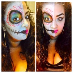 xoxoxomona69:  Bored at work might as well take advantage of leftover Halloween make up 😂😂😜💀