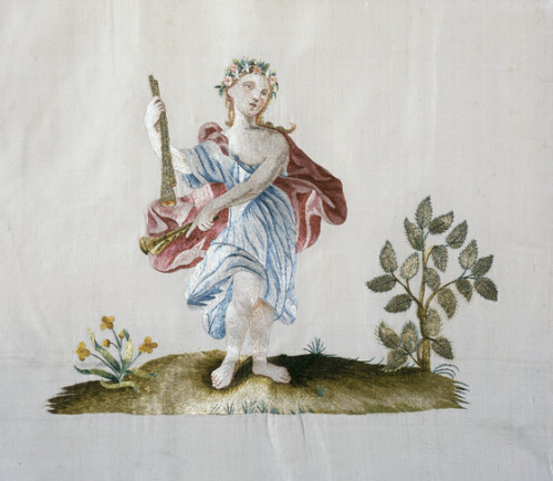 heaveninawildflower:Bed hanging with Pegasus and the Nine Muses (Italy, circa 1700).Silk with silk a