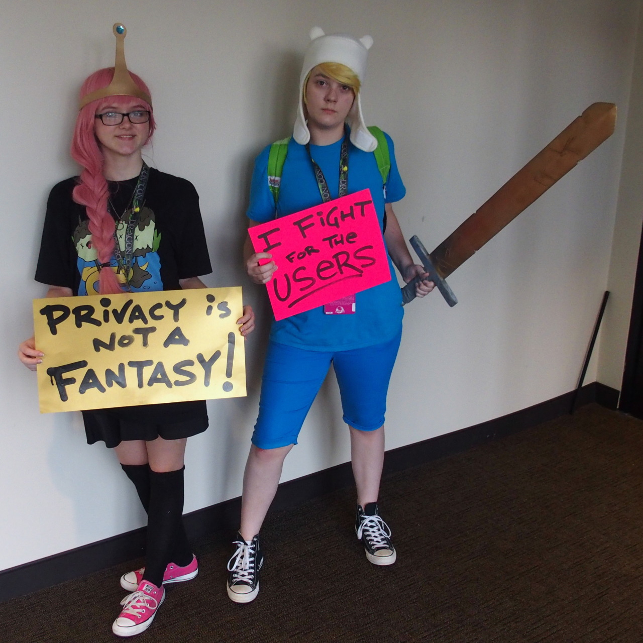 Princess Bubblegum and Finn for fight privacy online. #DragonCon2015