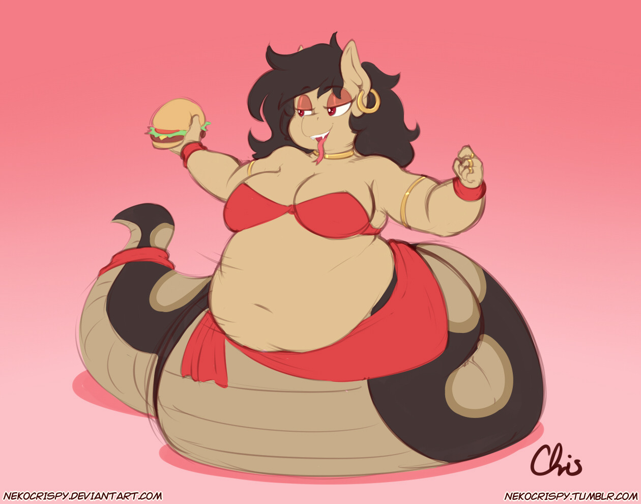 nekocrispy:  Commission: Belly Dancing Snake HorseFor Slots   Commission for Slots