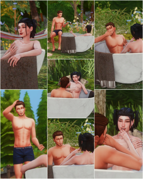 starrysimsie: Hey everyone! Today I’m sharing my couples bathing pose pack! This pack contains 10 po