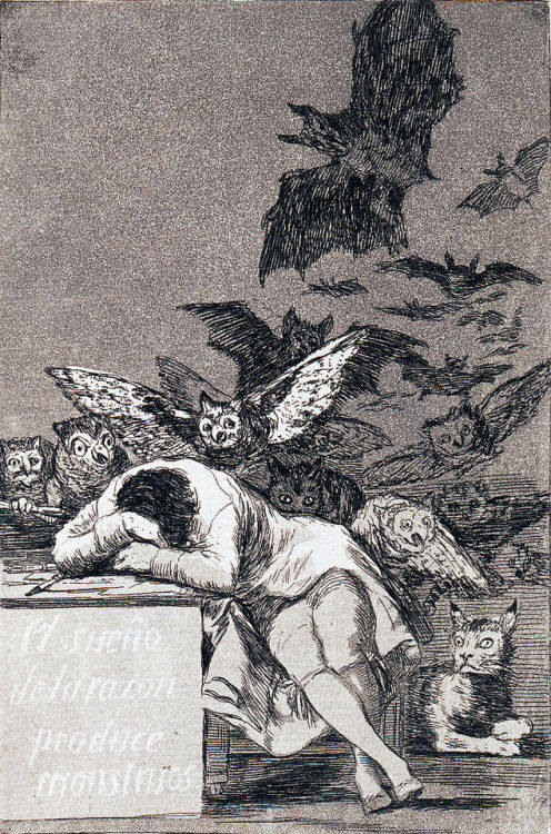 eatingbreadandhoney: The Dream of Reason Brings forth Monsters by Francisco de Goya 1799.