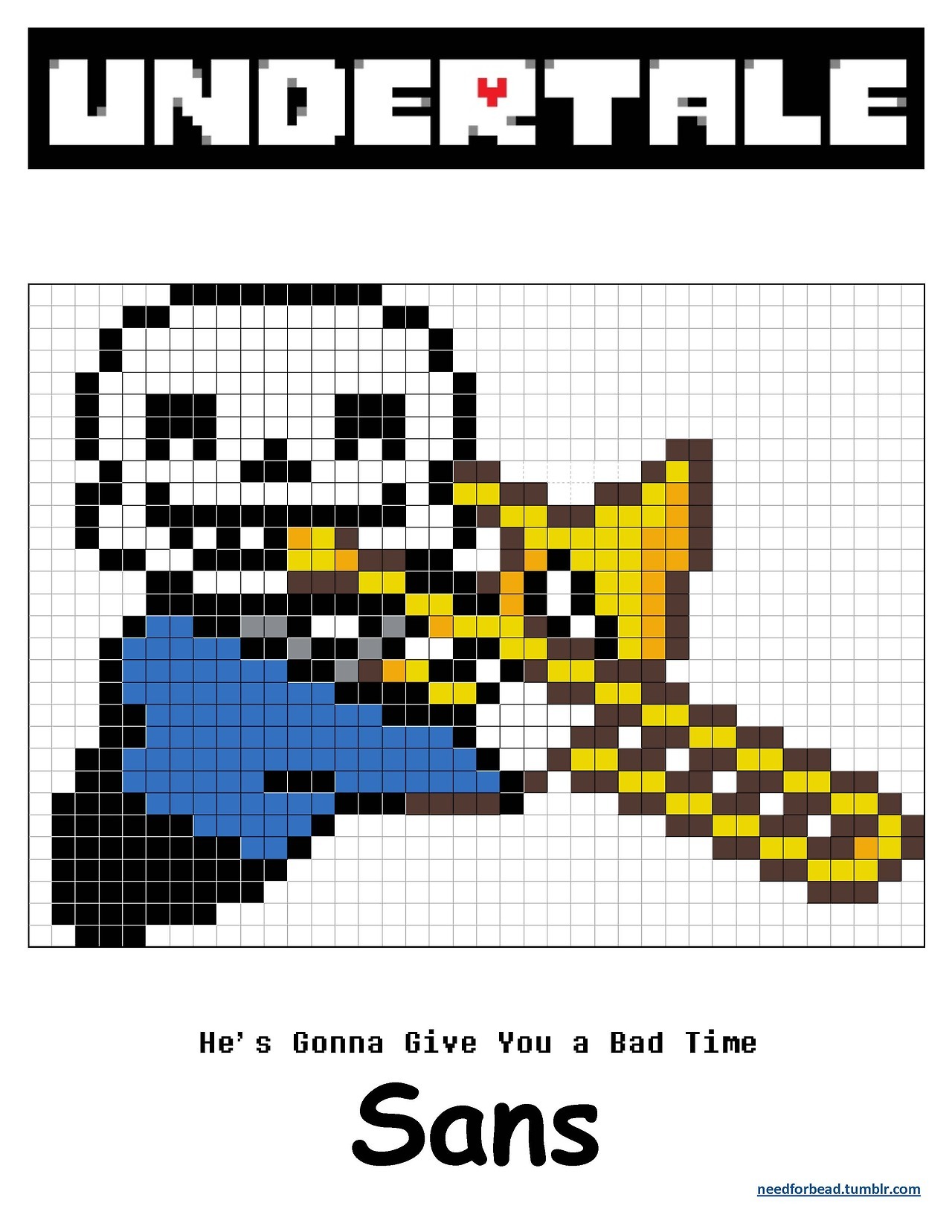 Undertale Sans Perler Bead Pattern / Bead Sprite - Undertale Sans Perler  Beads