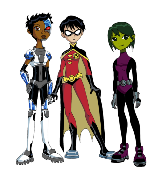 #genderbender #TeenTitans #Cyborg #Robin and #Beastboy #art by #gleechan. -RL Found here: http://gle