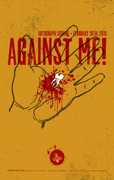 Against Me! instore performance at Park Ave CDs in Orlando, FL. 11" x 17" digital print.