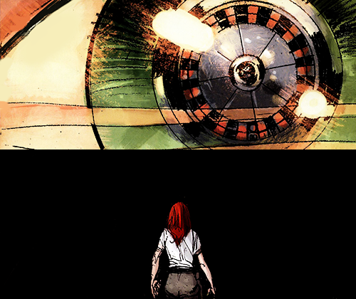  Black Widow | The Things They Say About Her “Times stops. Time stands still. Time spits in your eye and grins. The wheel stops spinning, your gamble fails, the numbers went against you after all. You lose, Natasha.” 