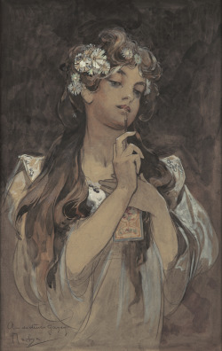 rare-posters:  Watercolor, gouache and pencil. ca. 1901. Alphonse Mucha. 