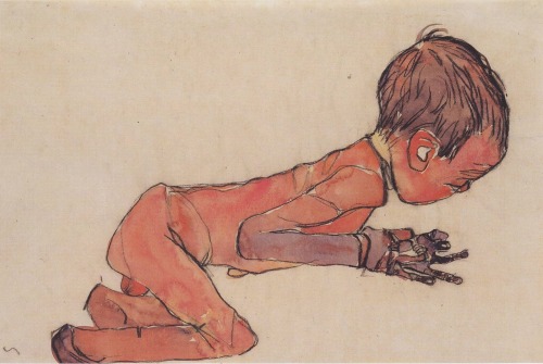 likeafieldmouse:  Egon Schiele - Newborn with Tucked Knees (1910) 