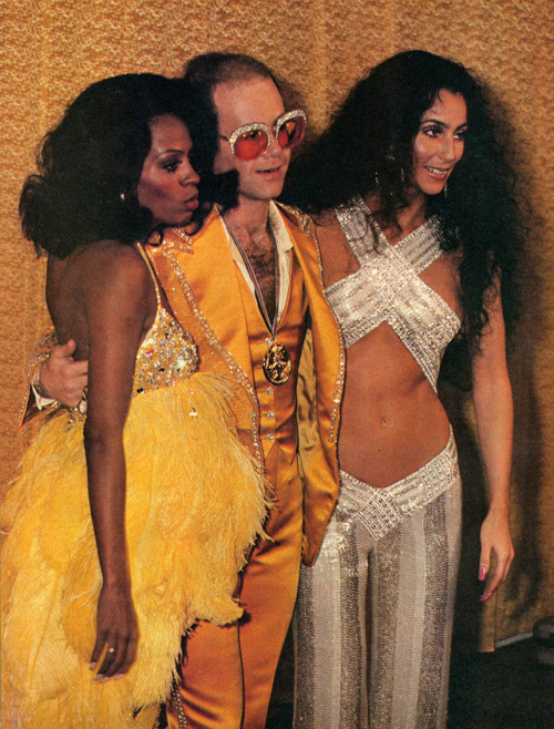 Diana Ross, Elton John & Cher, 1970s.