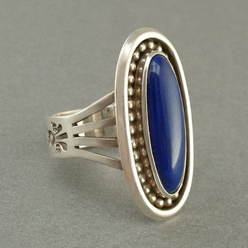 ERNEST ROY BEGAY Vintage Native American Navajo Ring Lapis Lazuli Sterling Silver Size 7 Signed Hall