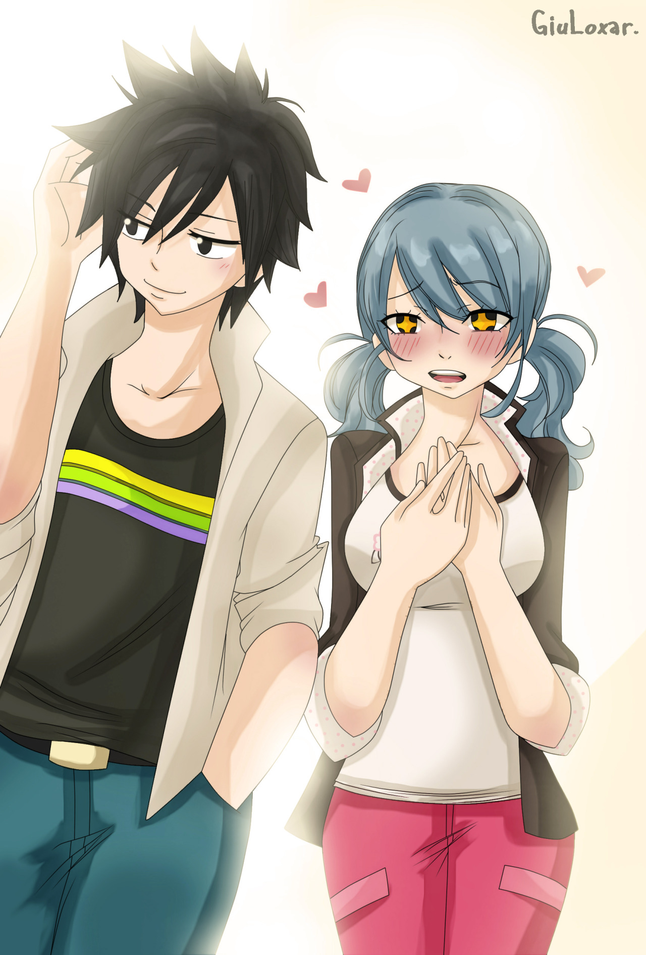 giuloxar:  FT x ML Crossover Marinette and Chat Noir reminds me -a little- to Juvia