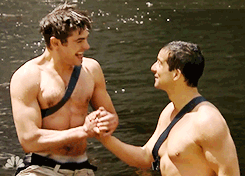 famousmeat:  Zac Efron &amp; Bear Grylls touch each other on Running Wild  Hot