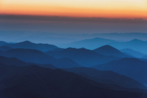 Blue ridges of the Yeongnam Alps.