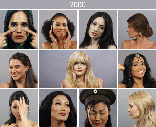 makeuphall:  All episodes of 100 Years of Beauty in 1 Minute; Episode 1: Usa Caucasian  Episode 2: Usa Africa-American  Episode 3: Iran  Episode 4: Korea  Episode 5: Mexico  Episode 6: Philippines  Episode 7: India  Episode 8: Russia  Episode 9: Italy