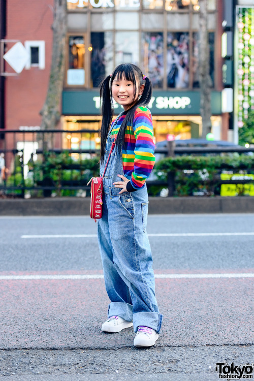 13-year-old English-speaking Japanese actress and TikToker Neo Baba on the street in Harajuku wearin