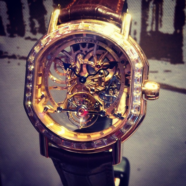 themillenary:Bulgari skeleton tourbillon with baguette diamonds on the bezel. #lust