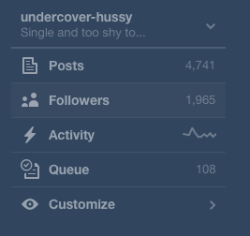 flashytitle:  undercover-hussy:  undercover-hussy:  So I’m about 35 followers away from 2K. I have an idea on how to commemorate this occasion but I’d like your opinions.If requested, I will write your username on my body somewhere and take a picture