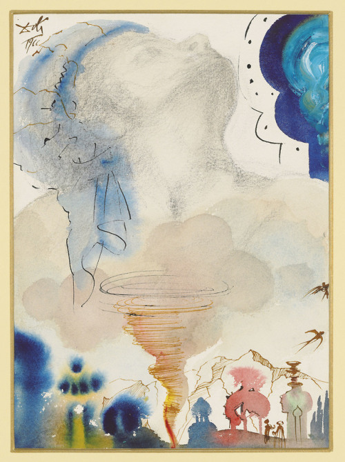 a-la-belle-e-toile:Salvador Dalí - Tornade, 1966, gouache, watercolour, pen and india ink and charco