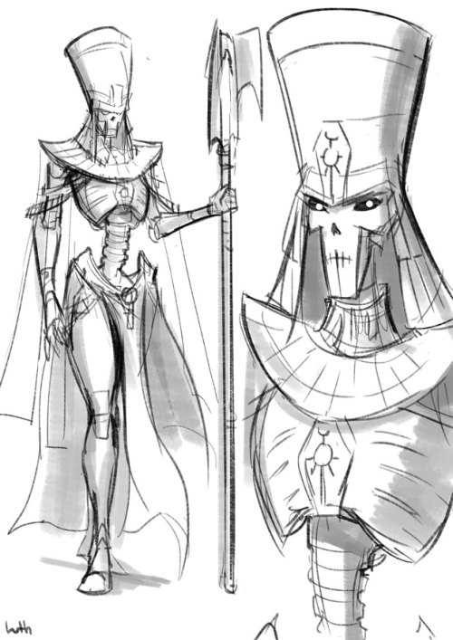 boltertokokoro:I was wondering what a female Necron would look like. So I just sketched one myself.T