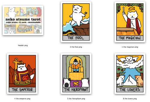 serizawascale:neko atsume tarot!this 22 card deck consists of the major arcana featuring drawings of