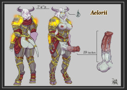 deathmask-art:  Character sheet commission.Lightforged Draenei Aelorii