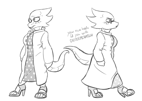 thesketcherlass: things to consider:- Alphys turning out to be a pro at wearing high heels because h