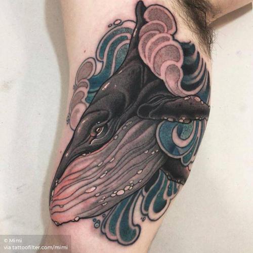 By Mimi, done in Madrid. http://ttoo.co/p/36093 animal;big;facebook;inner arm;mimi;nature;neotraditional;ocean;twitter;whale