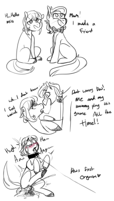 nsfwtrashcanandotherjunk:  Dew playing aorund with her friend    I really need to draw her again sometimeAlso, UNF