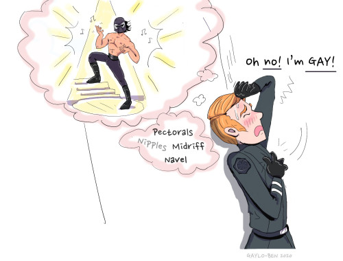 Hux - Gay Panic (lego holiday special) Hux can’t stop imagining kylo playing air guitar. He thinks a