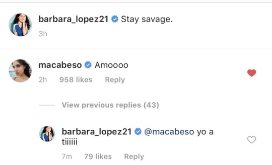 morrita-carvajal:  Awssss my Barbarena… Bar: “Stay savage”Maca: “Love it (the 🌱 )Bar: “I love you” (WTF) 