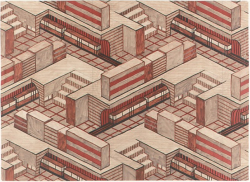 BAUHAUS ARCHIVE, Design for “Metro” Textile - Léna Bergner (German, 1906–1981), 1932, Go
