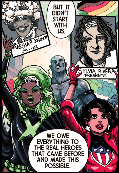 lgbtincomics:LGBTQ Marvel heroes in “Assemble!” by Luciano Vecchio, from Marvel’s 