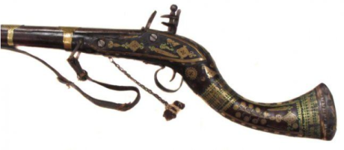 Ornate brass and bronze mounted flintlock jezail musket, Afghanistan, early 19th century.