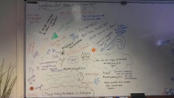 emptyburrito:   cloudymoon7:  During in my free period I go to a special room at college called the Inspirations room and they got a whiteboard that the students can write whatever they want and being the fandom trash I am, I wrote some random stuff from