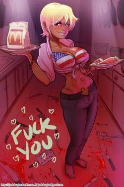 grimphantom2: jerkdouglas:  Got so caught up in the linework that I forgot to fix the composition.  GOOD THING I KNOW HOW TO WRITE “FUCK YOU”   Hot!  yummy ;9