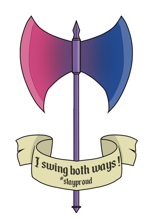 the-skull-breaker: hell-o, guys ! a double axe for the Pride Knights as a bisexuality symbol, becaus