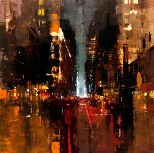 culturenlifestyle: Urban Cityscapes Blanketed In Light And Darkness As Oil Paintings Artist Jeremy 