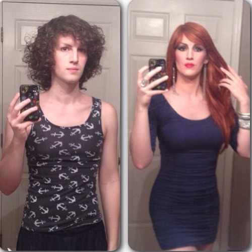 XXX Crossdressering Before and After photo