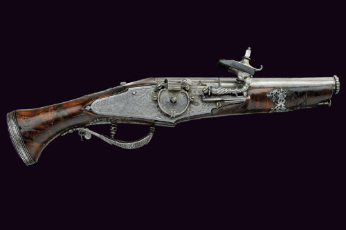 Wheel-lock pistol originating from Brescia, Italy.  Mid 17th century.
