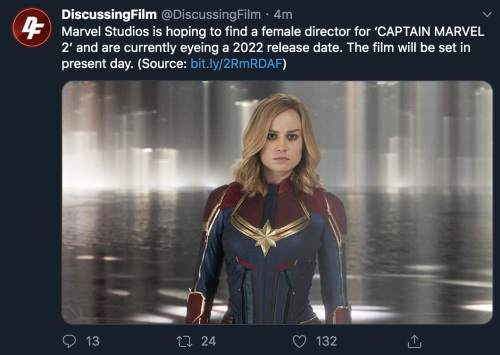 fyeahmarvel:Captain Marvel 2 coming in 2022 with Megan McDonnell writing the script and Marvel is lo