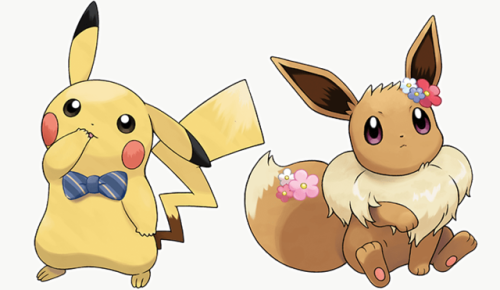 matthulksmash: werewolfhusband: shelgon: Official artwork for Pikachu and Eevee customization in Pok